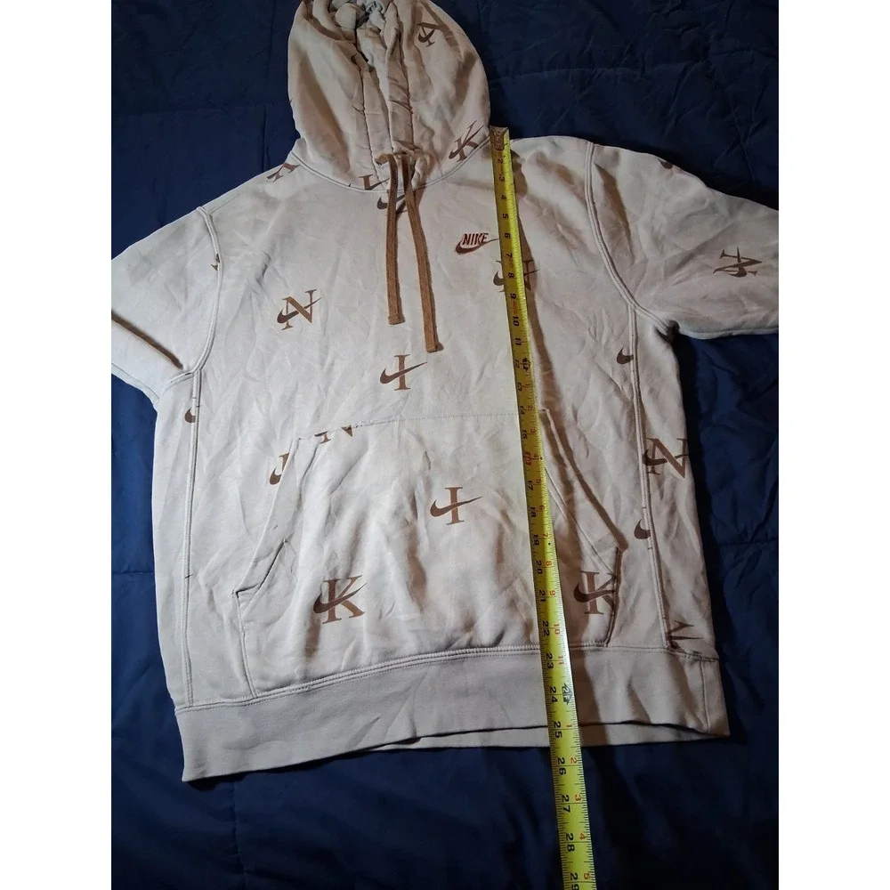 Nike Air Jordan Hoodie Mens‎ Small Cream Pullover Sweatshirt All Over Print AOP
